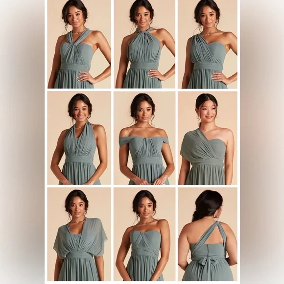 Birdy Grey Grace Convertible Chiffon Blue Formal Maxi Dress Bridesmaid - Picture 5 of 15